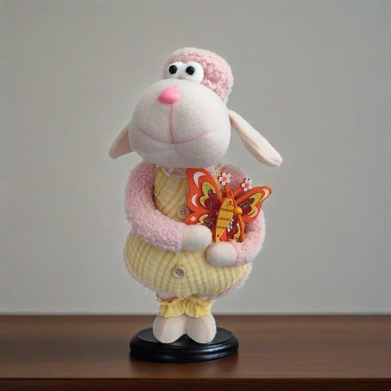 Custom Handmade Seasonal Decor Plush Sheep Figurines for Gifts and Collections