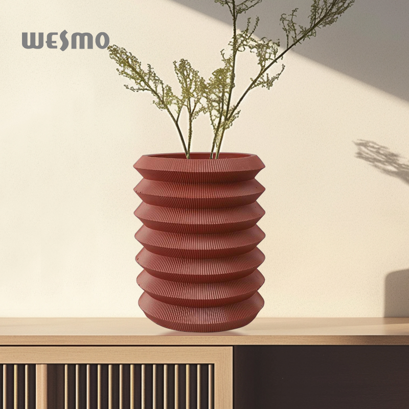 Custom Vase Unique Design Minimalist Aesthetic Home Decor Red Stripe Tabletop Decorative Flower Vase