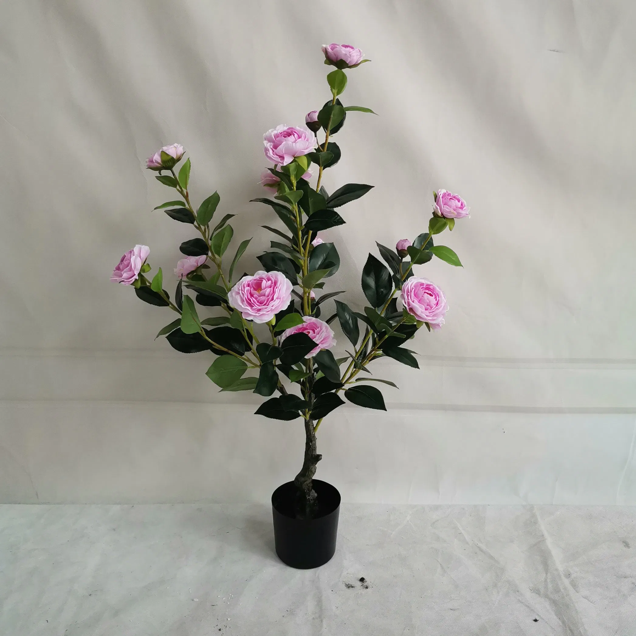 Fake Camellia Tea Rose Tree Potted Plant Artificial-Crafts