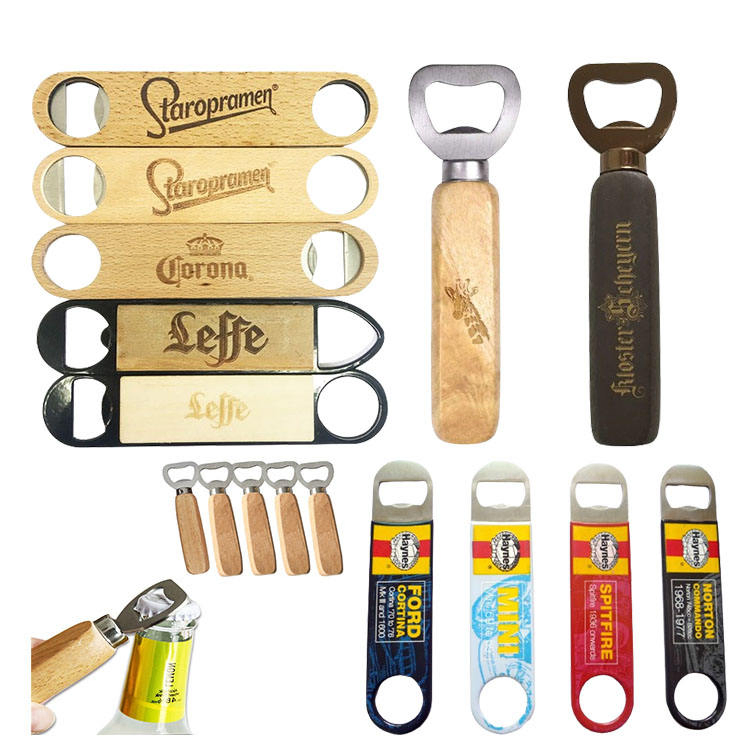 Modern Stainless Steel Bottle Openers with Wooden Handle Personalized Can Openers for Wine for Home Wedding Party DIY Crafts