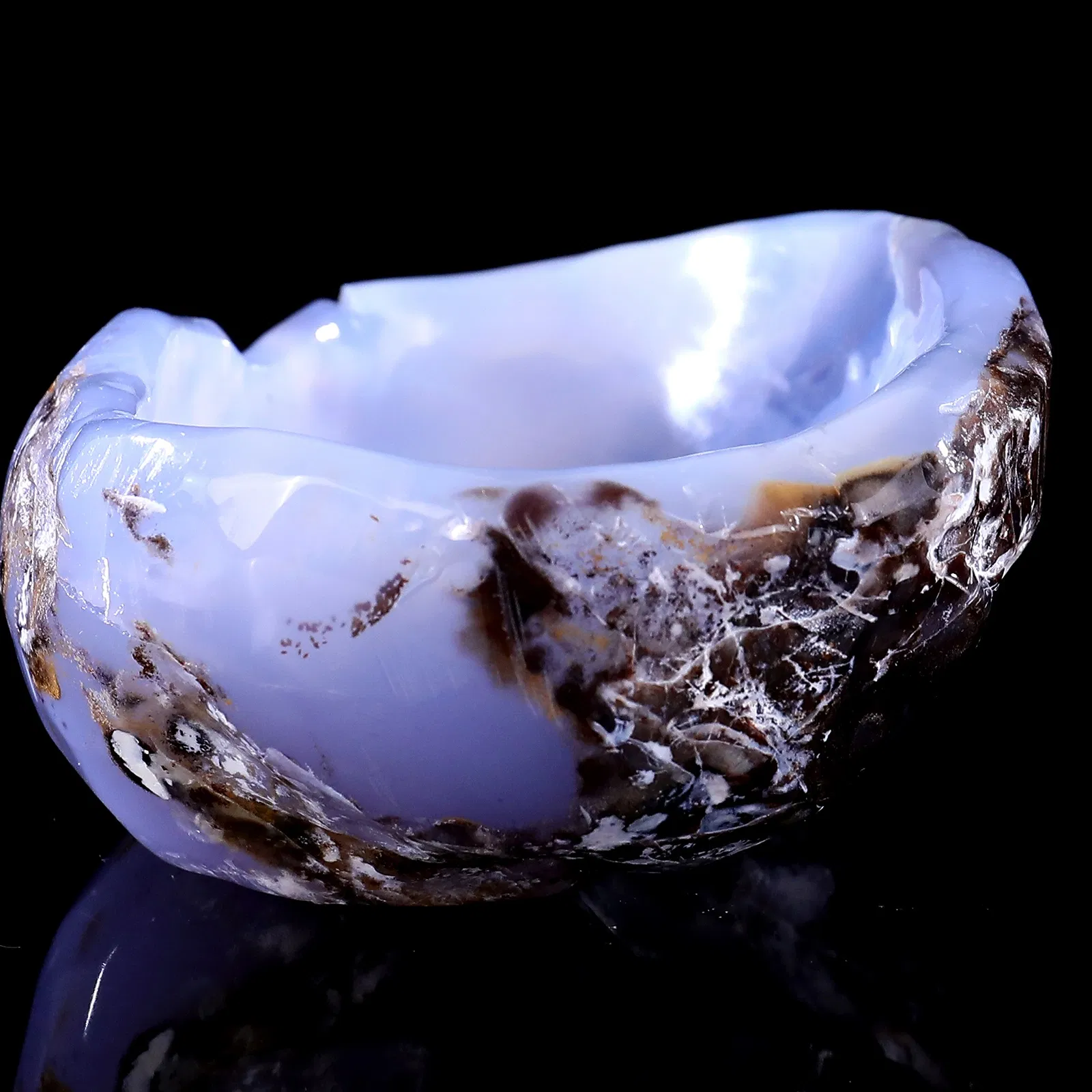 Blue Chalcedony Crystal Treasure Bowl Decorative Ornaments Durable Crystal Basin for Home Decor Handcrafted Other Crystal Crafts