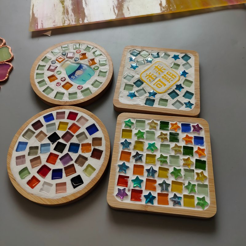 Creative Hand-Made DIY Mosaic Coaster Children Puzzle Crafts Art Gift