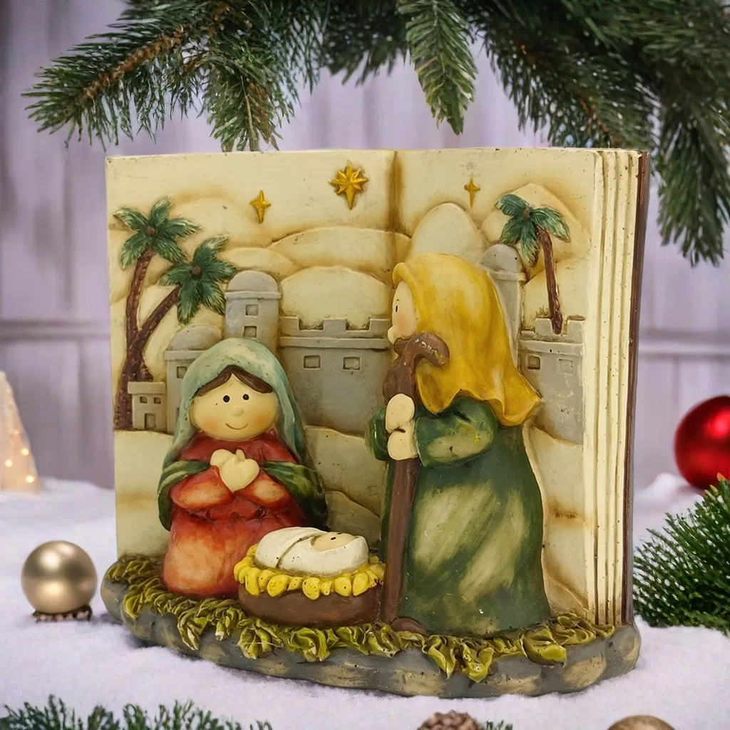 Wholesale Price OEM Manufacturer Customized Navidad Xmas Polyresin Poly Resin Decorative Religious Tabletop Sculpture Christmas Nativity Scene Figurine Factory