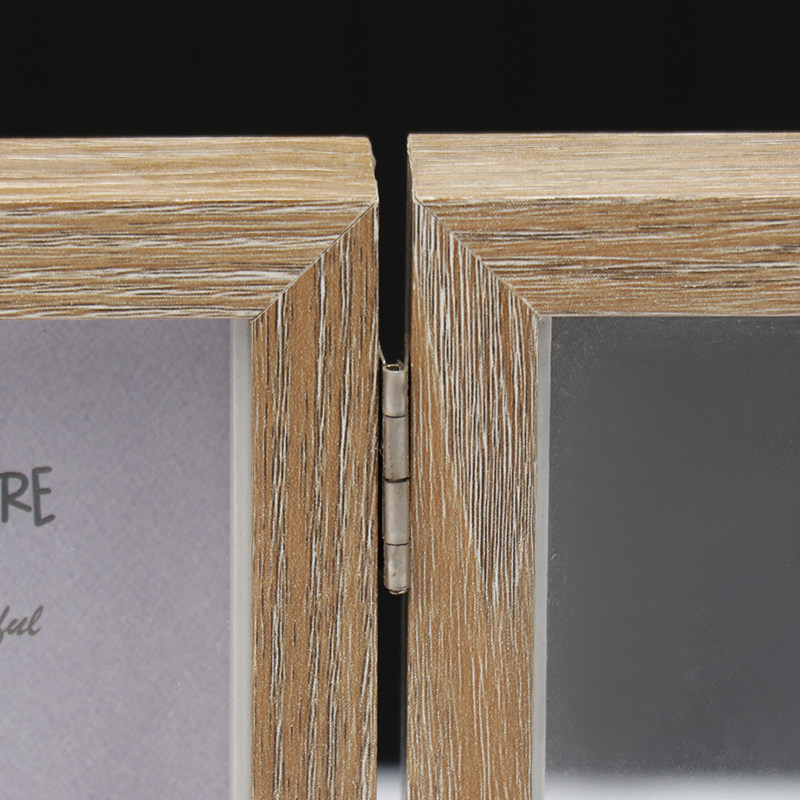 Double Glass Solid Wood Floating Photo Picture Frame for Tabletop Ornaments Rustic Home Decor