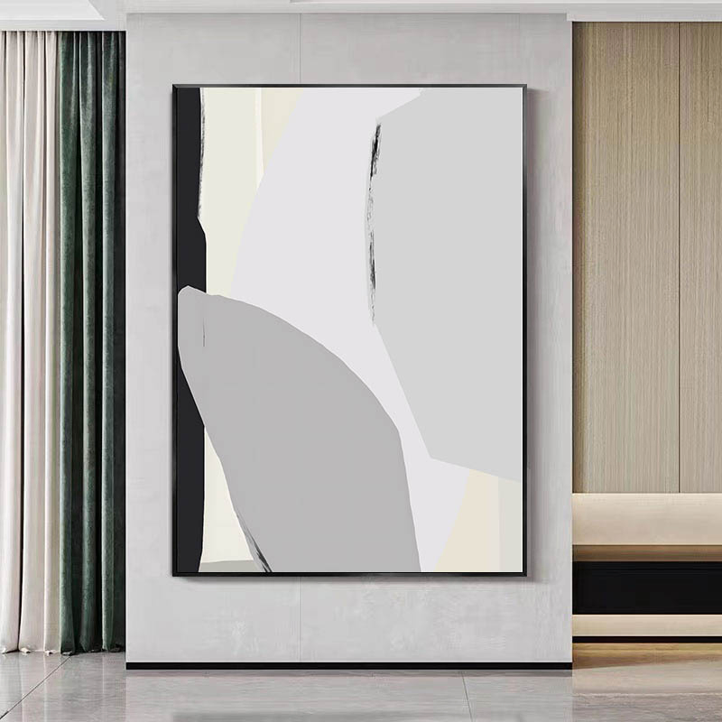 Wooden Framed Beige Boho Abstract Canvas Wall Art for Living Room, Large Canvas Modern Painting Minimalist for Home Decor