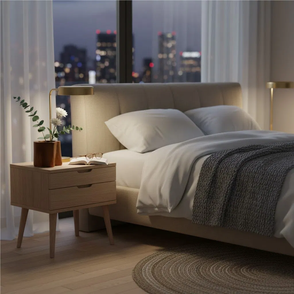 Teak Vase Stand &amp; Flower Vase, Artisan Wood Design for Home Decor