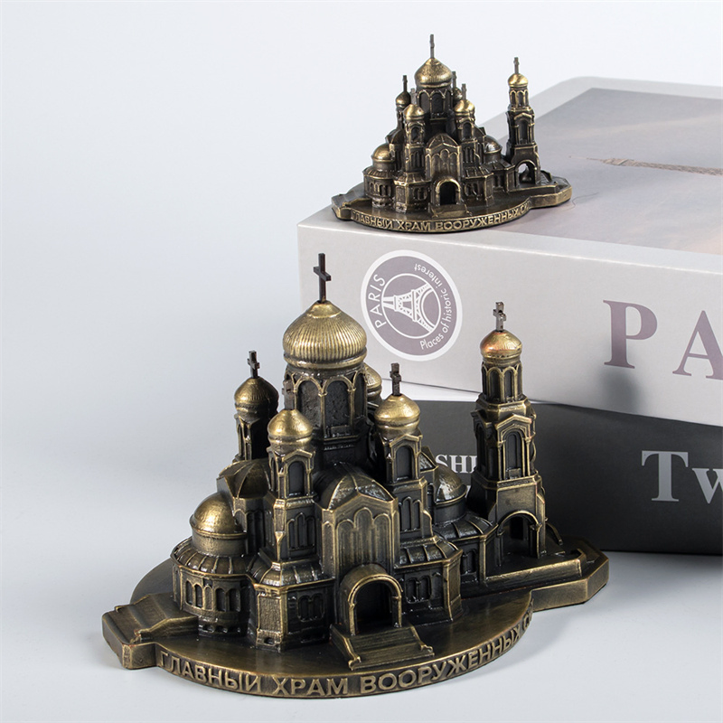 Zinc Alloy Electroplating Metal Crafts Ornament Customization, 3D Relief Building Metal Home Decorative Ornament