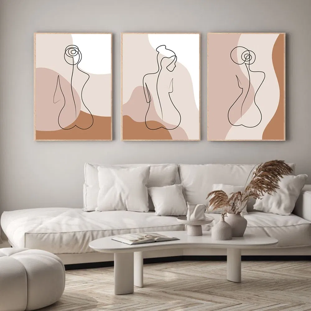 Abstract Poster Print on Canvas Boho Design Custom Painting Wall Frames Home Decoration Living Room 12 X 24 Inch Set of 3