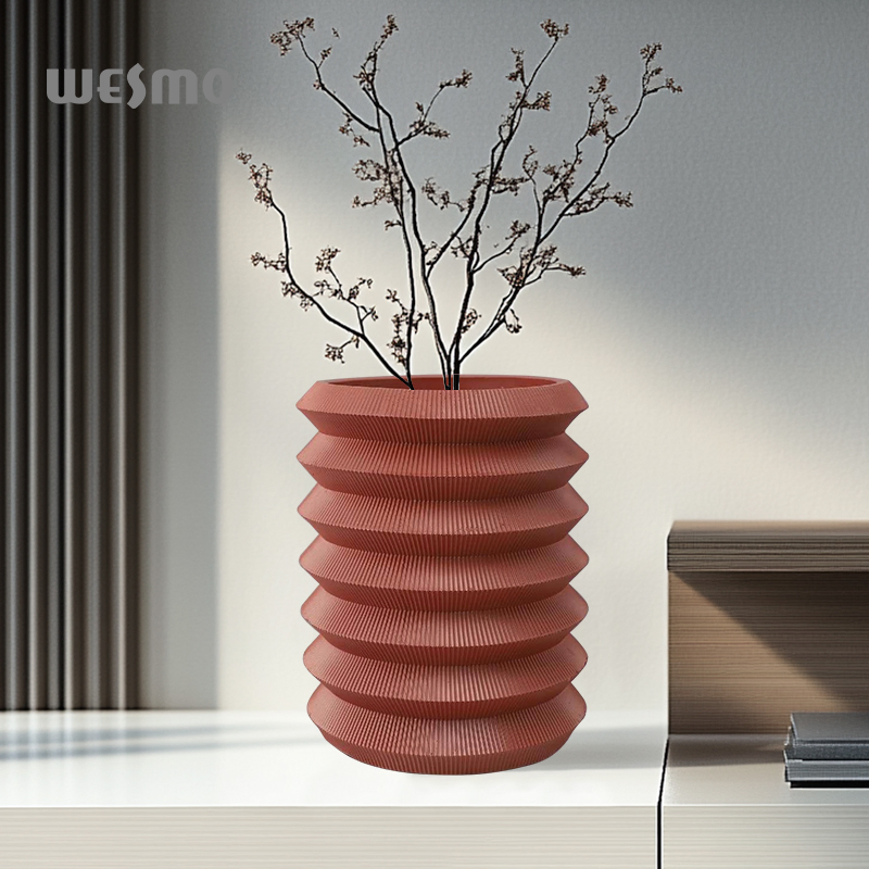 Custom Vase Unique Design Minimalist Aesthetic Home Decor Red Stripe Tabletop Decorative Flower Vase