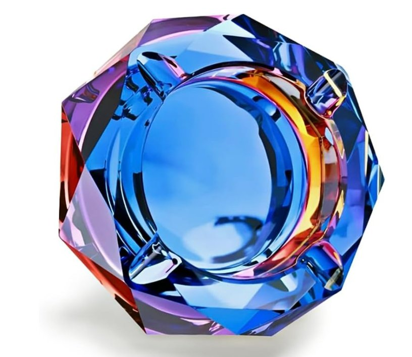 Glass Ashtray - Colorful Cigarette &amp; Cigar Holder for Home, Office, or Tabletop Decoration - Durable Decorative Craft for Indoors &amp; Outdoors