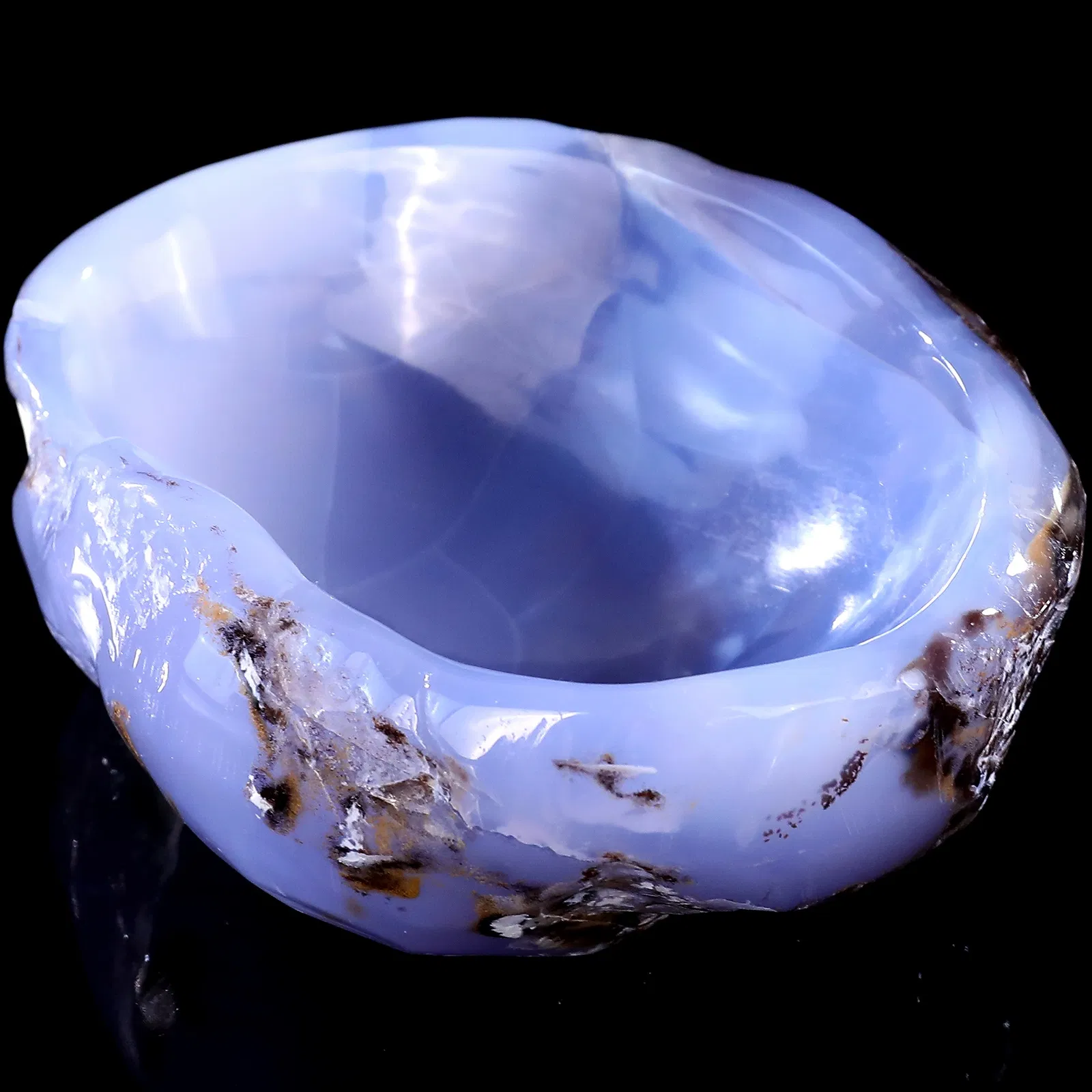 Blue Chalcedony Crystal Treasure Bowl Decorative Ornaments Durable Crystal Basin for Home Decor Handcrafted Other Crystal Crafts