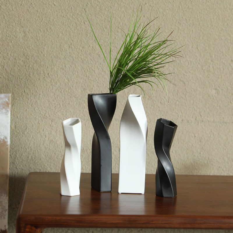 Geometric Ceramic Vase, Rotating Shaped Decorative Item, Living Room Flower Arrangement Art Decoration, Flower Vase