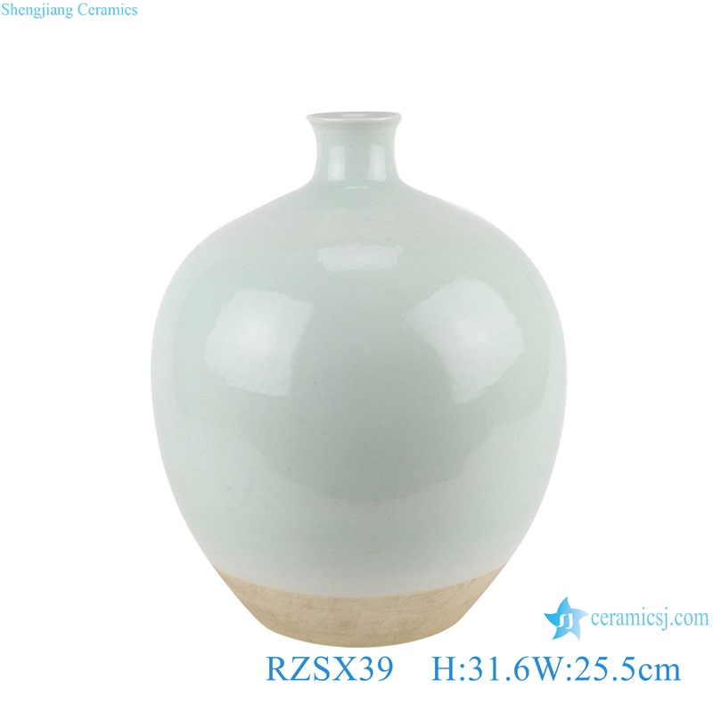 Light Green Glazed Color Pomegranate Shape Porcelain Decorative Tabletop Porcelain Vase
