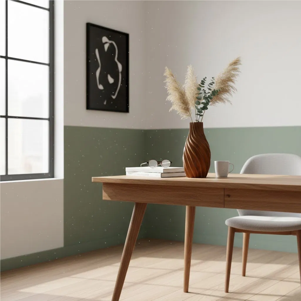 Swirled Teak Wooden Vase, Carved Spiral Texture, Artisan Decor Vase