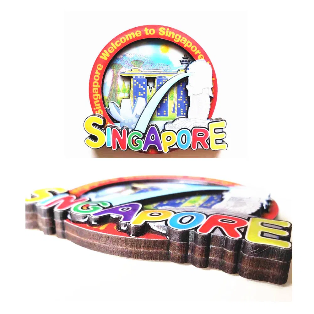 Customized Souvenir City Name Decorative Tourism MDF Epoxy Resin Fridge Magnet Wooden Creative 3D Fridge Magnet