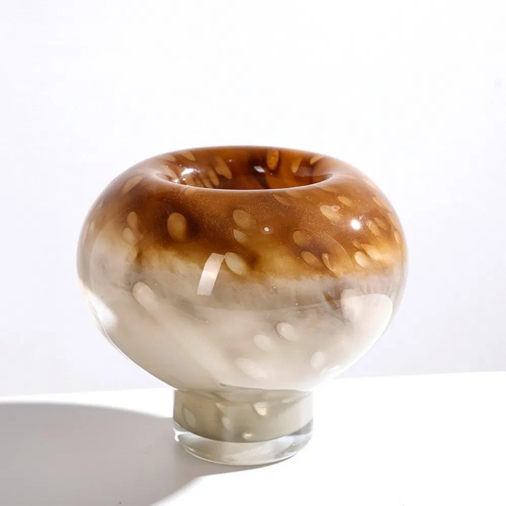 Manufacturer Modern Decorative Green Transparent Brown Crystal Vase Tabletop Flower Vase for Christmas Home Decor Glass Vase