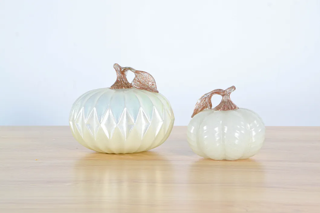 Handmade White Pumpkin Glass Ornament