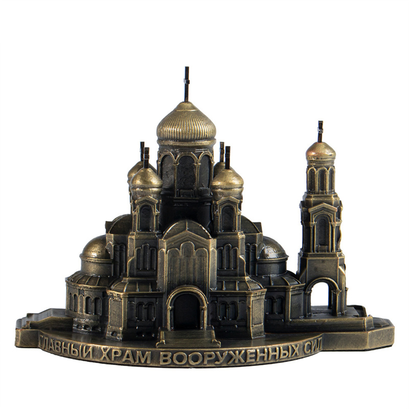 Zinc Alloy Electroplating Metal Crafts Ornament Customization, 3D Relief Building Metal Home Decorative Ornament