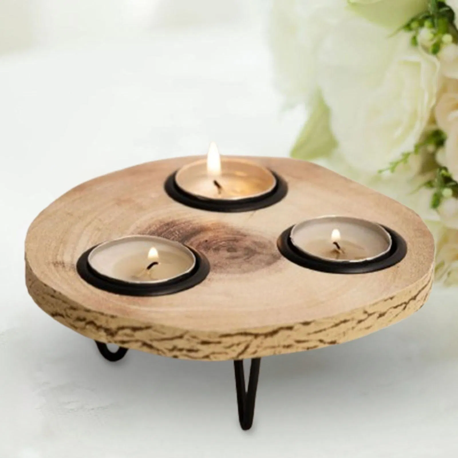 Rustic Wooden Tealight Candle Holders for Elegant Home Ambiance