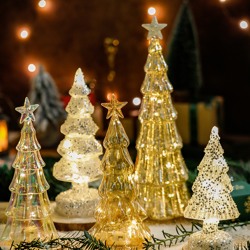Wholesale Price OEM Manufacturer Personalized Home Holiday Decors Gifts Crafts Custom Glass Blown Handmade Lighted Glowing Luminous Christmas Tree Factory