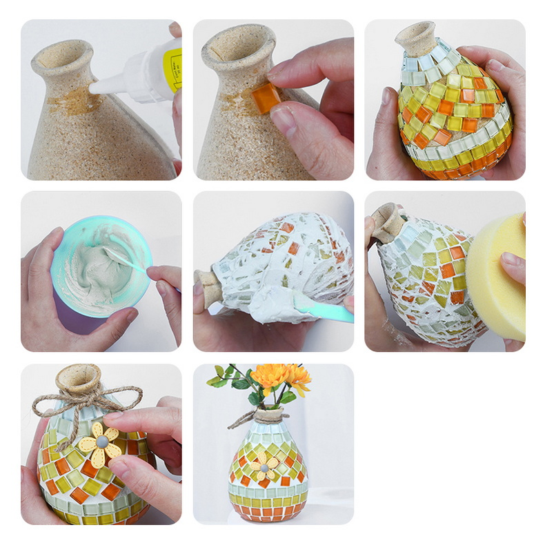 DIY Home Decorative Flower Arrangement Mosaic Vase Craft