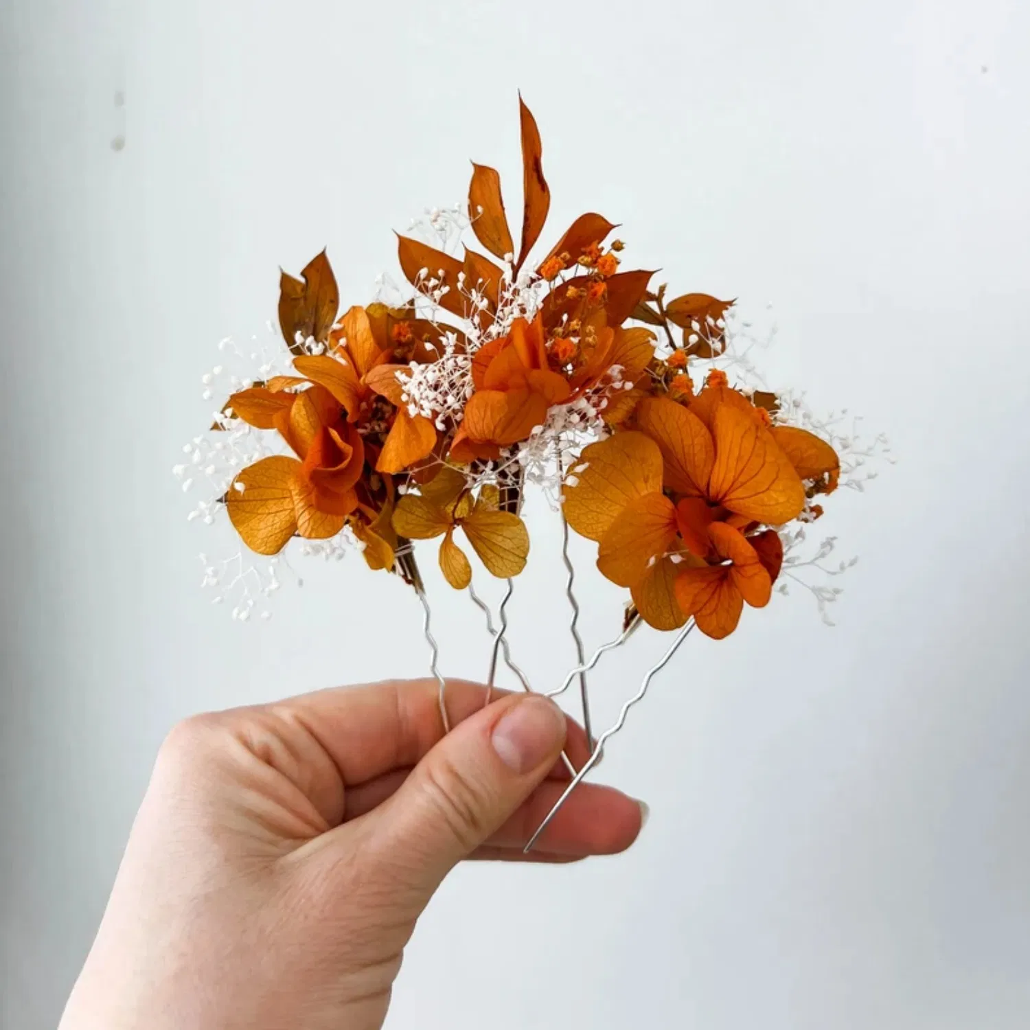 Wedding Accessories Boho Burnt Orange Bridal Hair Piece Artificial Flower Rust Terracotta