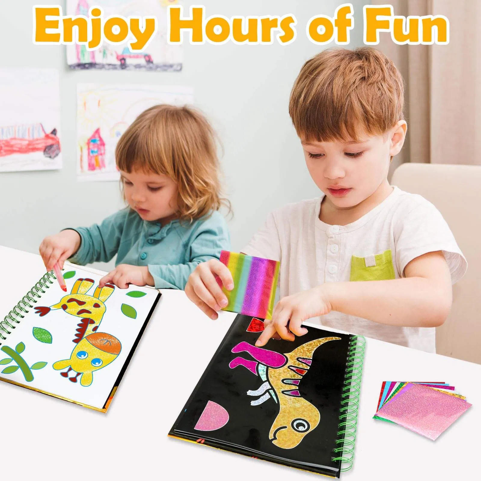 Art Craft Activity for Kids: Fun Foil Art Dino DIY Toy Kit No Mess Creative Idea Birthday Christmas Gift