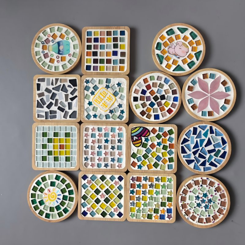 Creative Hand-Made DIY Mosaic Coaster Children Puzzle Crafts Art Gift