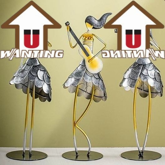 Iron Craft Custom Metal Moveable Music Girl Decorative Crafts Interior Living Room Tabletop Figurines