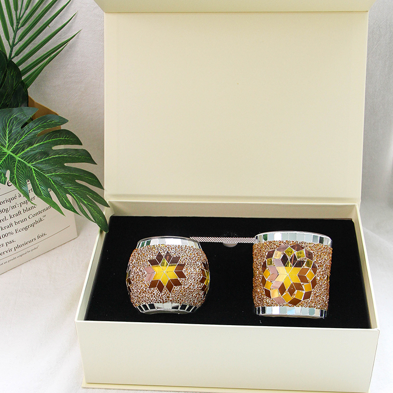 Artisan Handcrafted Mosaic Candle with Long Lasting Scent for Festive Home Decor