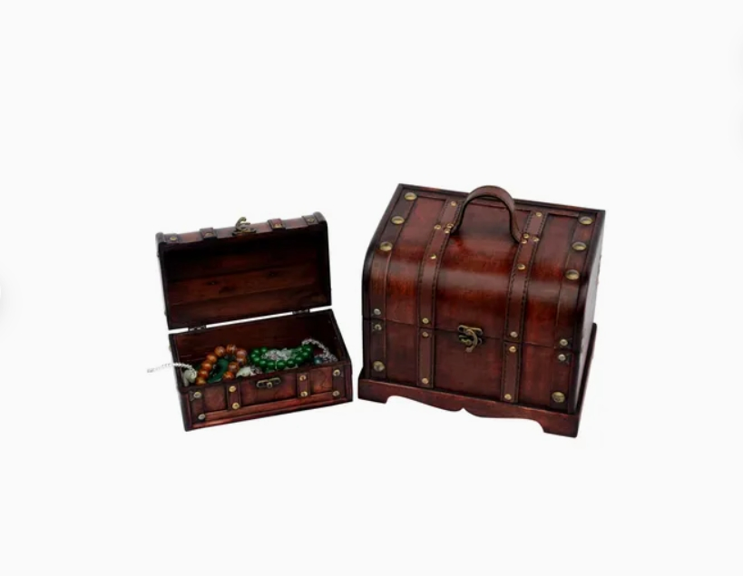 Antique Tabletop Clock &amp; Jewelry Organizer Box Craft Clock with Drawer (HS100026) Vintage Wooden Decorative Clock with Storage Compartment