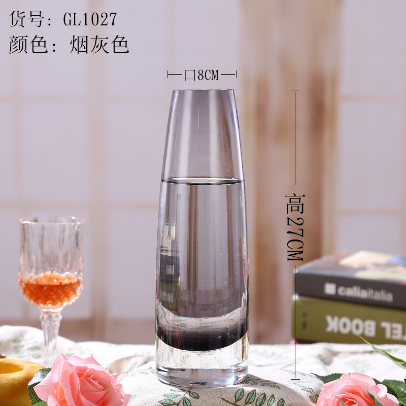 High Quality Hand-Blown Glass Vase Red Green Dining Table Crafts Decoration Transparent for Hydroponic Flower Art Deco Modern