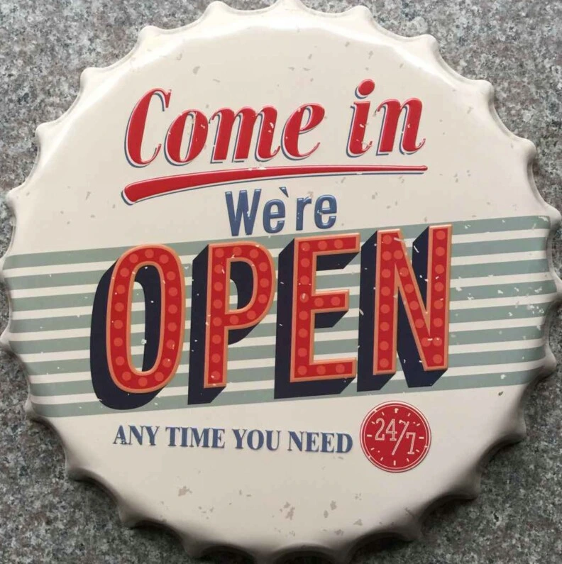 England Style Metal Signs Decorative Bottle Cap Craft for Decor