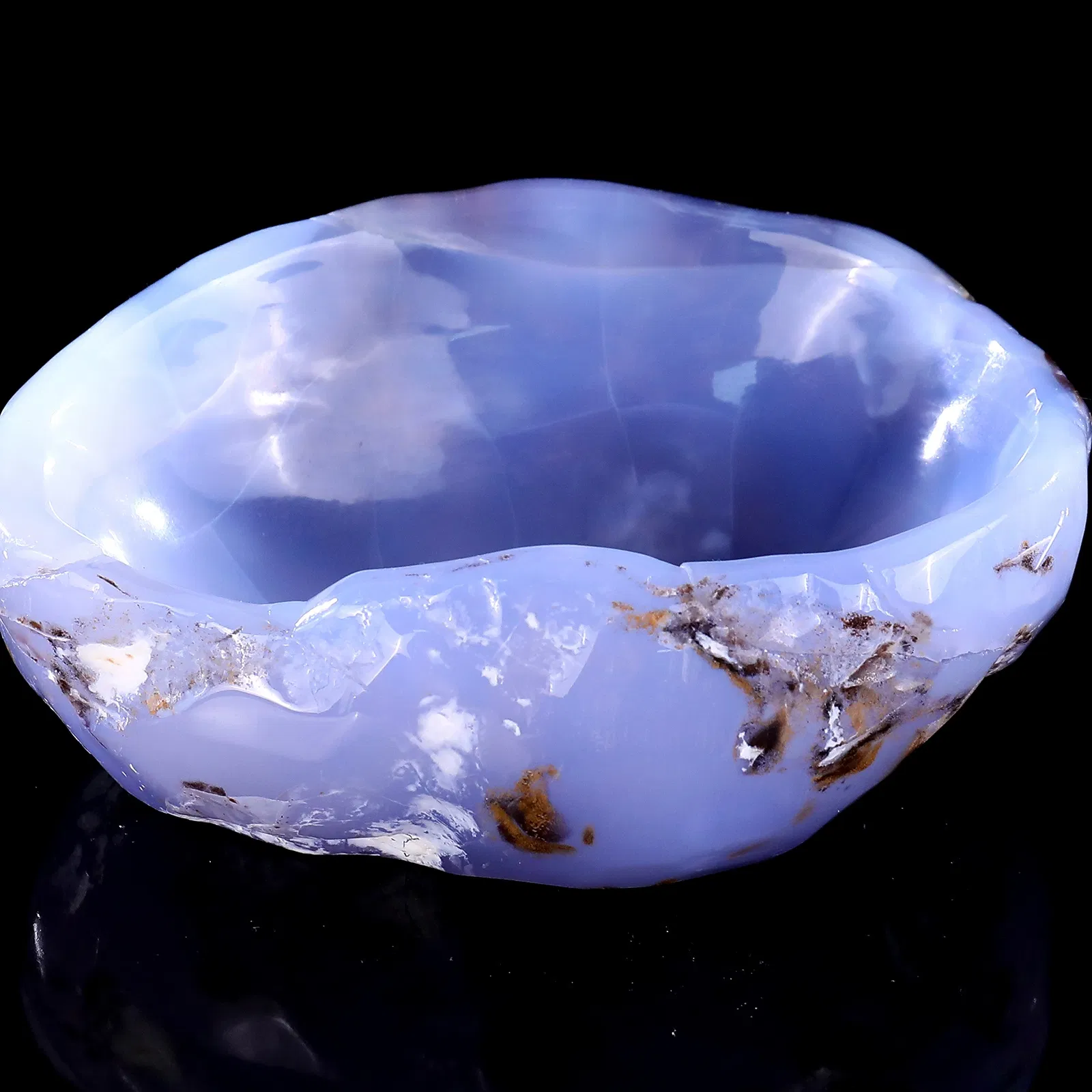 Blue Chalcedony Crystal Treasure Bowl Decorative Ornaments Durable Crystal Basin for Home Decor Handcrafted Other Crystal Crafts