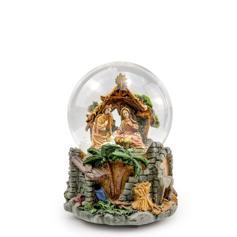 Custom Resin Holy Family Water Globe, Resin Decorative Tabletop Religious Christmas Christian Snow Globe