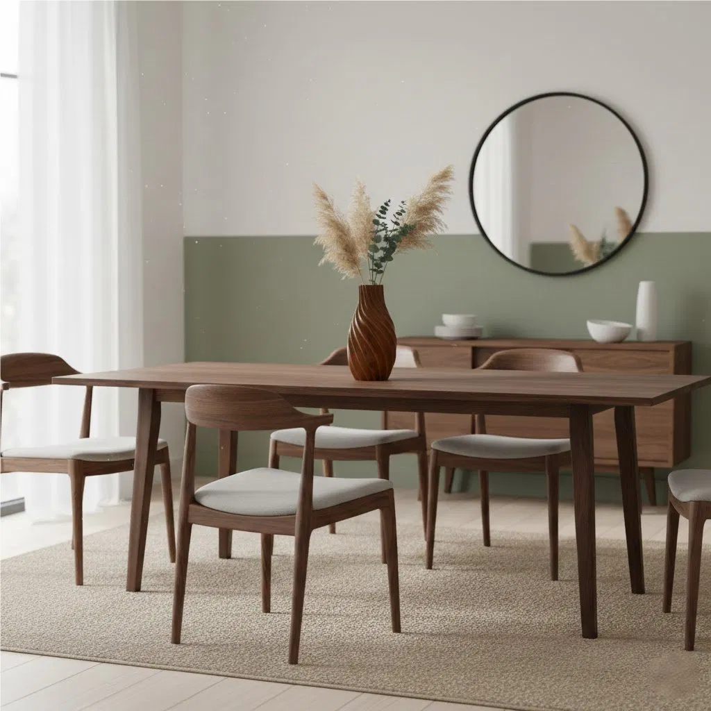 Swirled Teak Wooden Vase, Carved Spiral Texture, Artisan Decor Vase