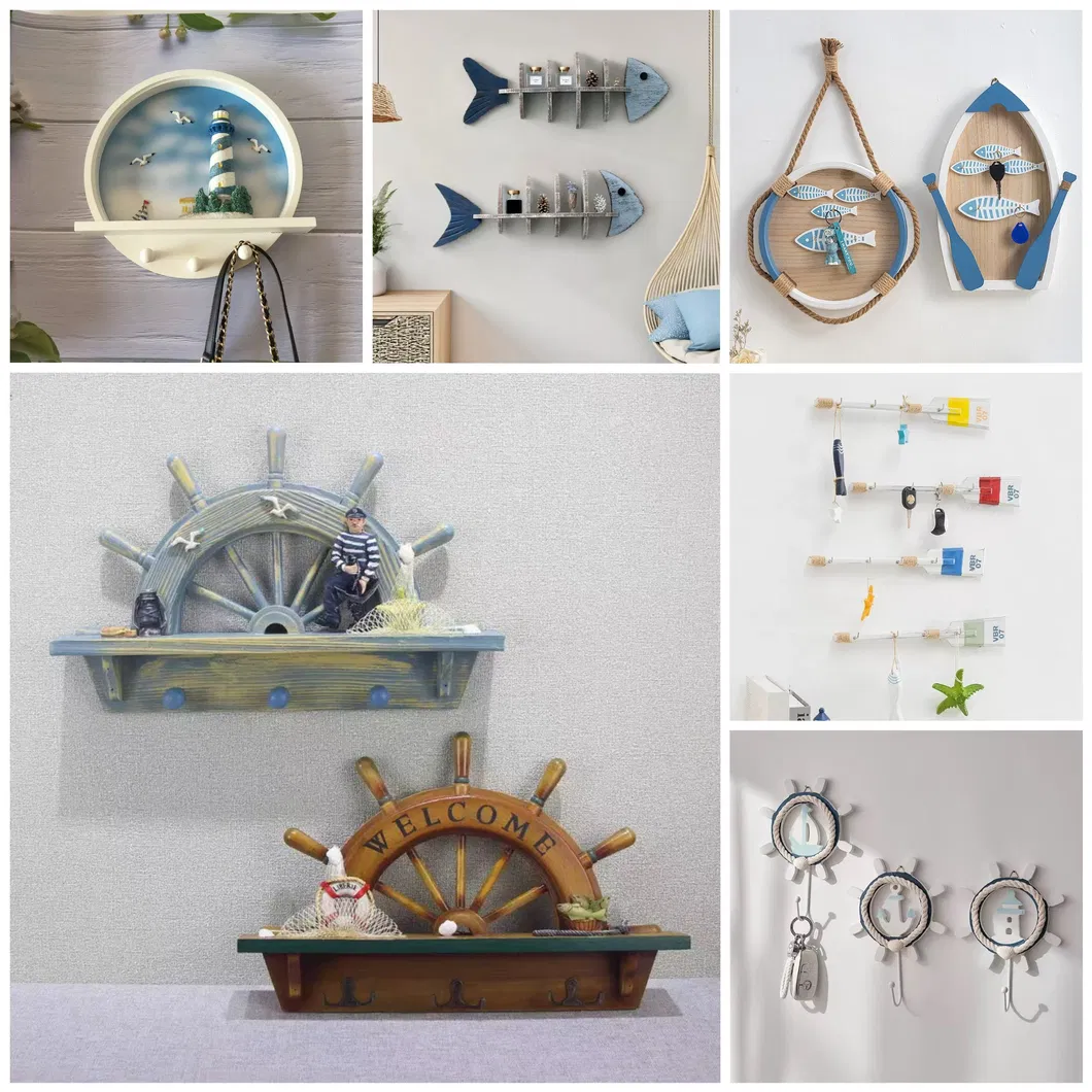 Custom Ocean Country Wooden Modern Panel Fish Sailboat Wall Hanging Art