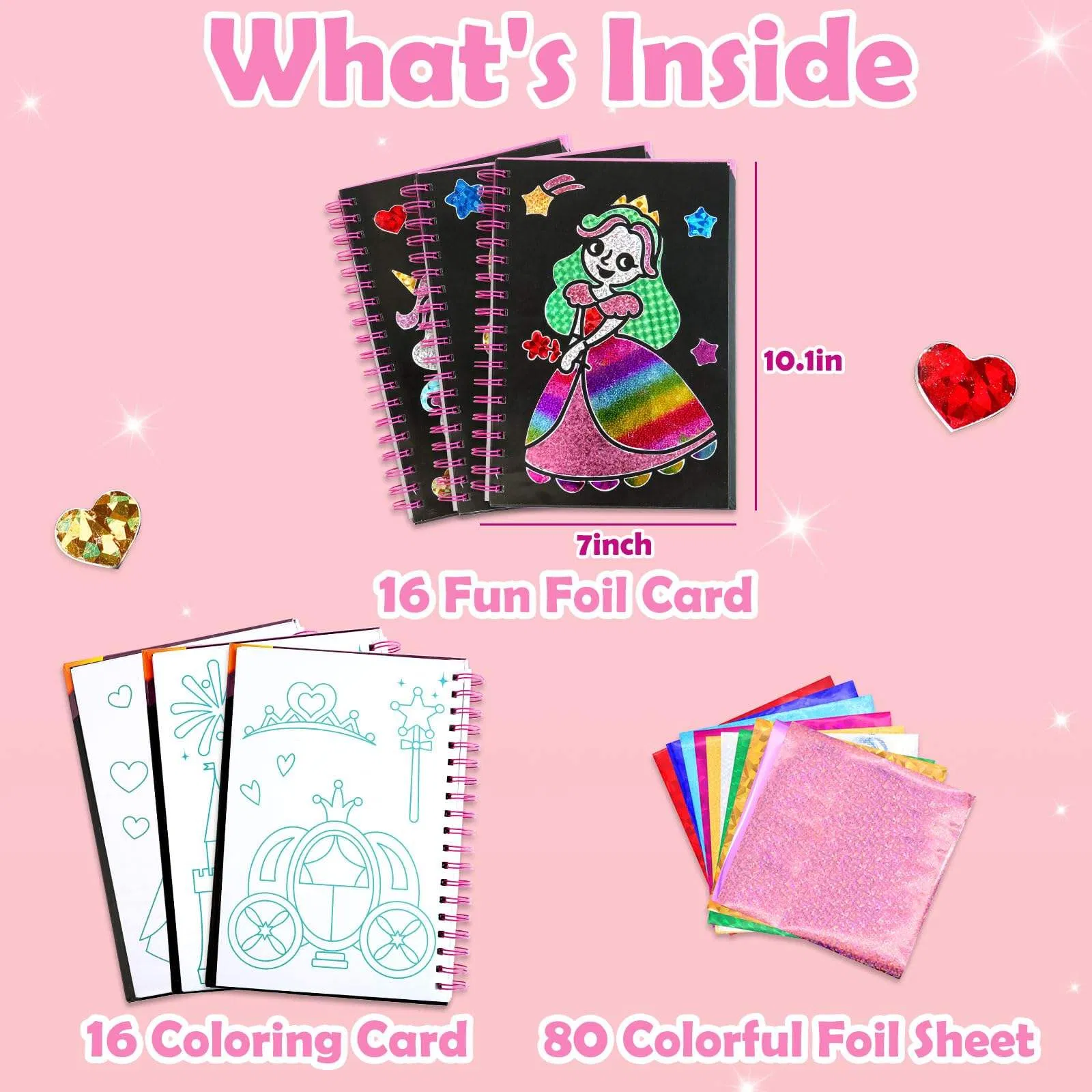 Art Craft Activity for Kids: Fun Foil Princess &amp; Unicorn DIY Toy Kit No Mess Creative Idea Birthday Christmas Gift