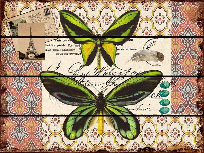 Vintage Butterfly Design Wood Wall Printing Art Sign Craft