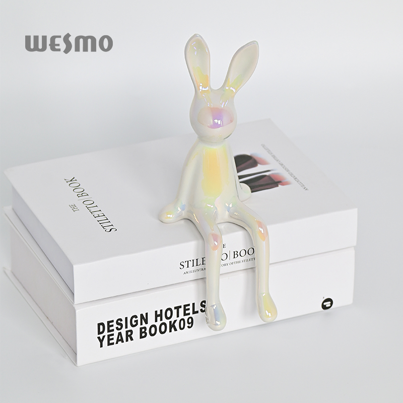 Decorative Objects Porcelain Souvenir White Ceramic Rabbit Ornaments Home Decor Craft