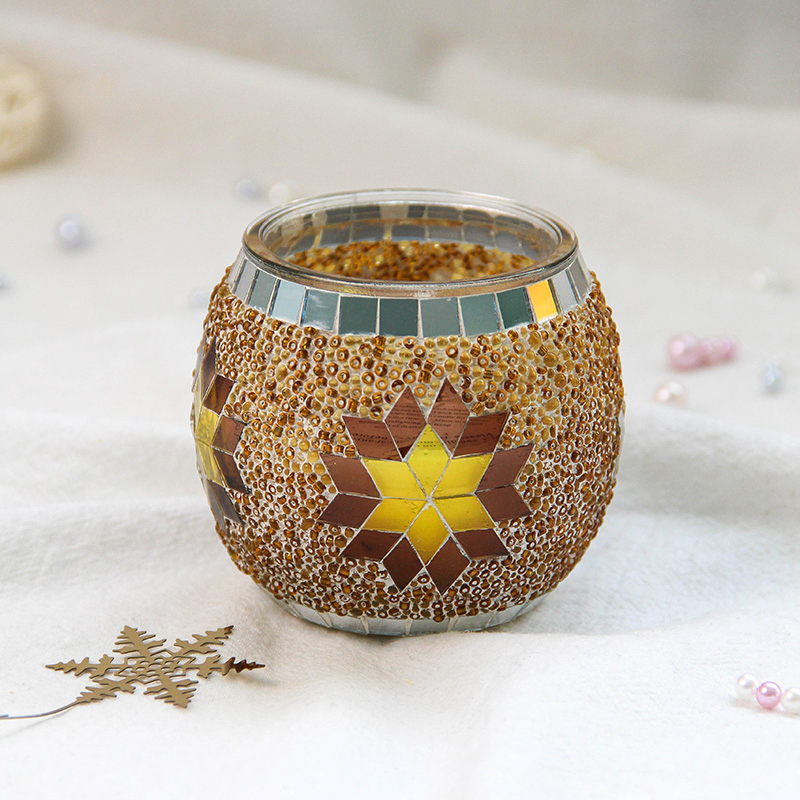 Artisan Handcrafted Mosaic Candle with Long Lasting Scent for Festive Home Decor