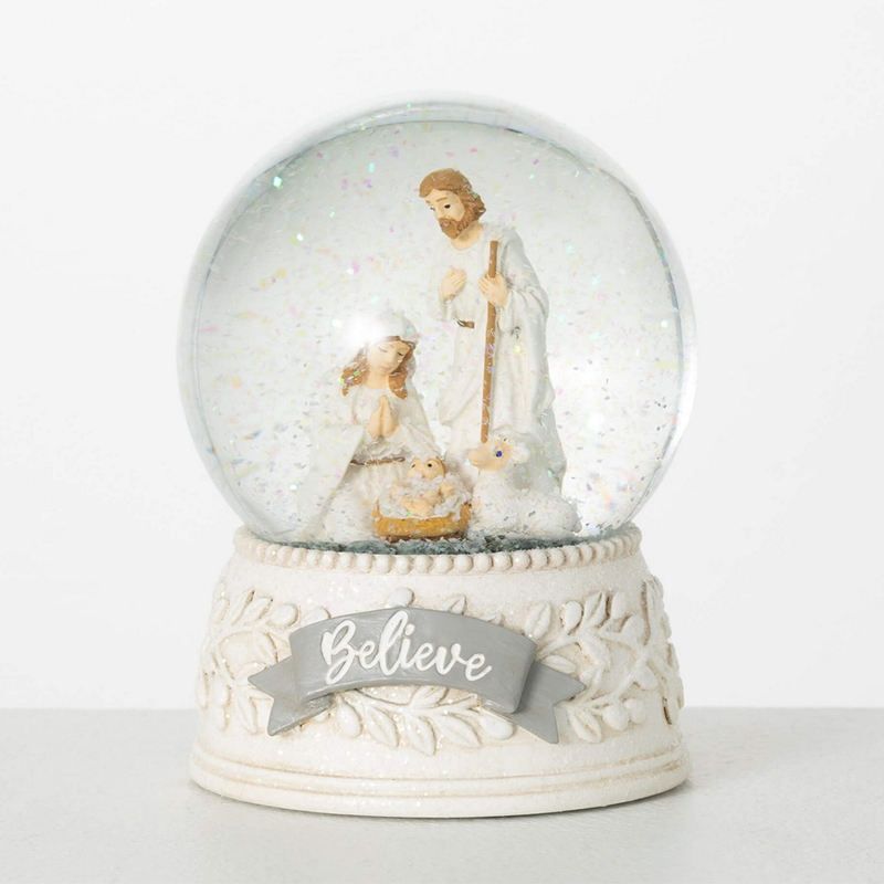 Custom Resin Holy Family Water Globe, Resin Decorative Tabletop Religious Christmas Christian Snow Globe