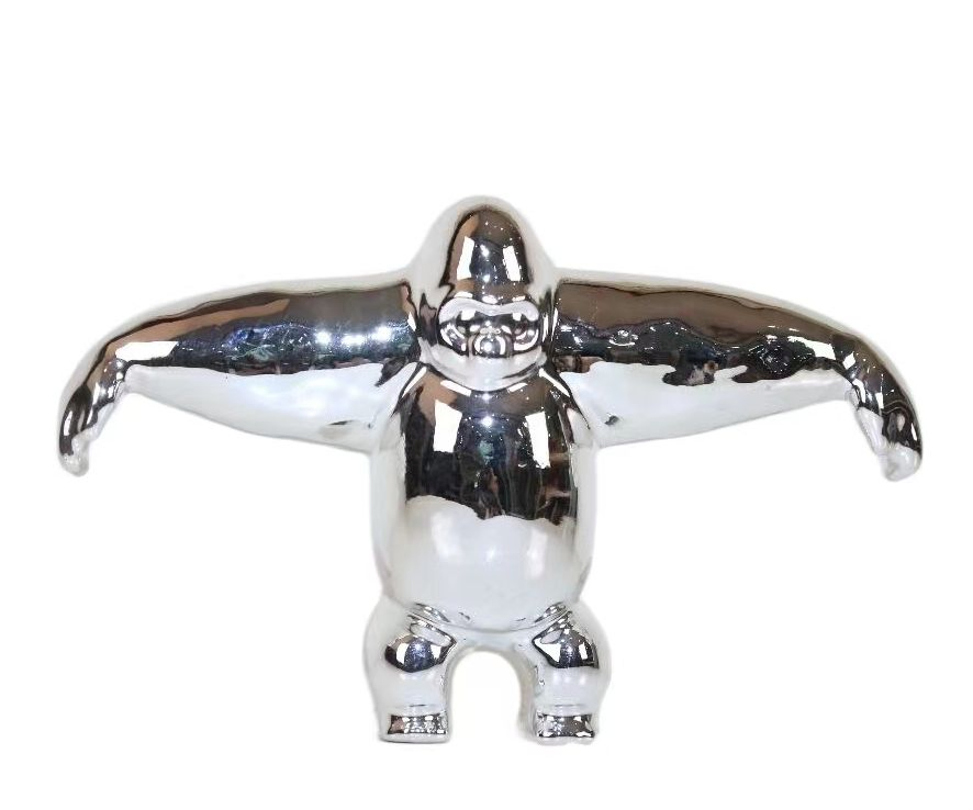 Classic Creative Home Decorative Chrome Silver Chimpanzee Resin Animal Craft