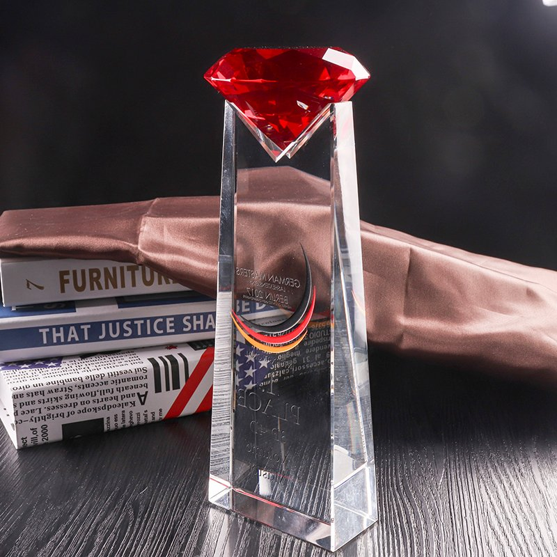 Gloden K9 Crystal Glass Trophy for Souvenir