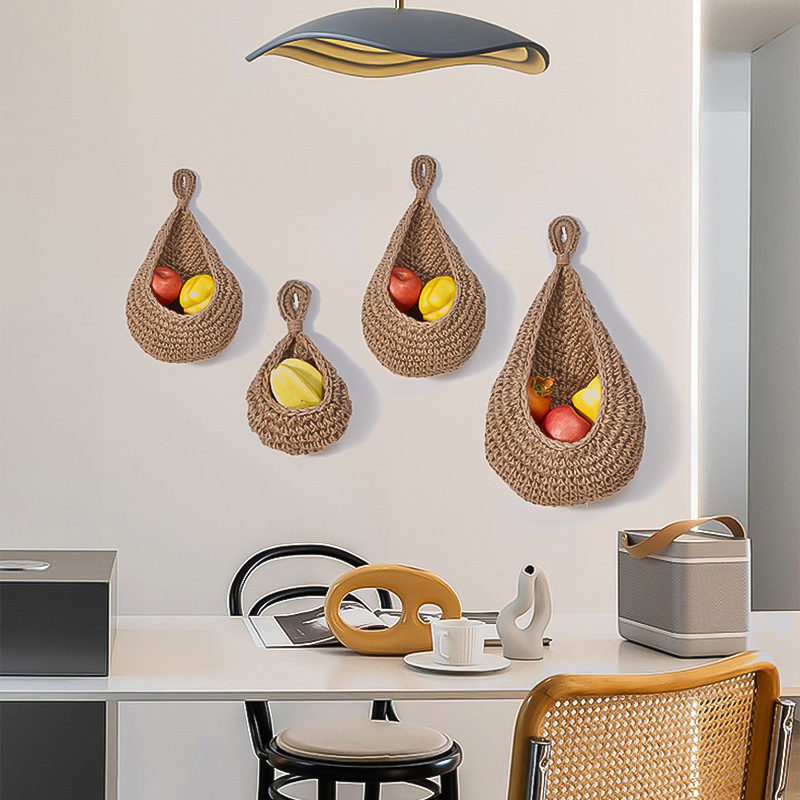 Hanging Fruit Basket for Kitchen Boho Wall Handwoven Home Fruits Vegetable Potato Onion Food Storage Baskets