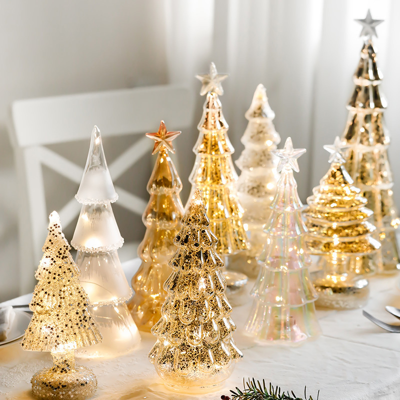 Wholesale Price OEM Manufacturer Personalized Home Holiday Decors Gifts Crafts Custom Glass Blown Handmade Lighted Glowing Luminous Christmas Tree Factory