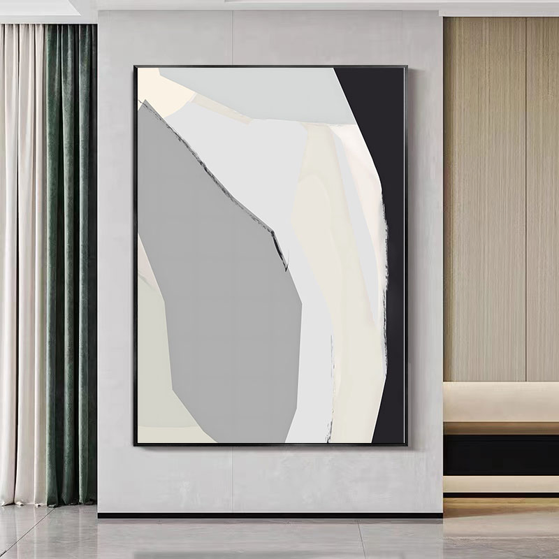 Large Framed Beige Neutral Abstract Canvas Wall Art for Living Room, Boho Canvas Wall Frames Home Decoration Living Room