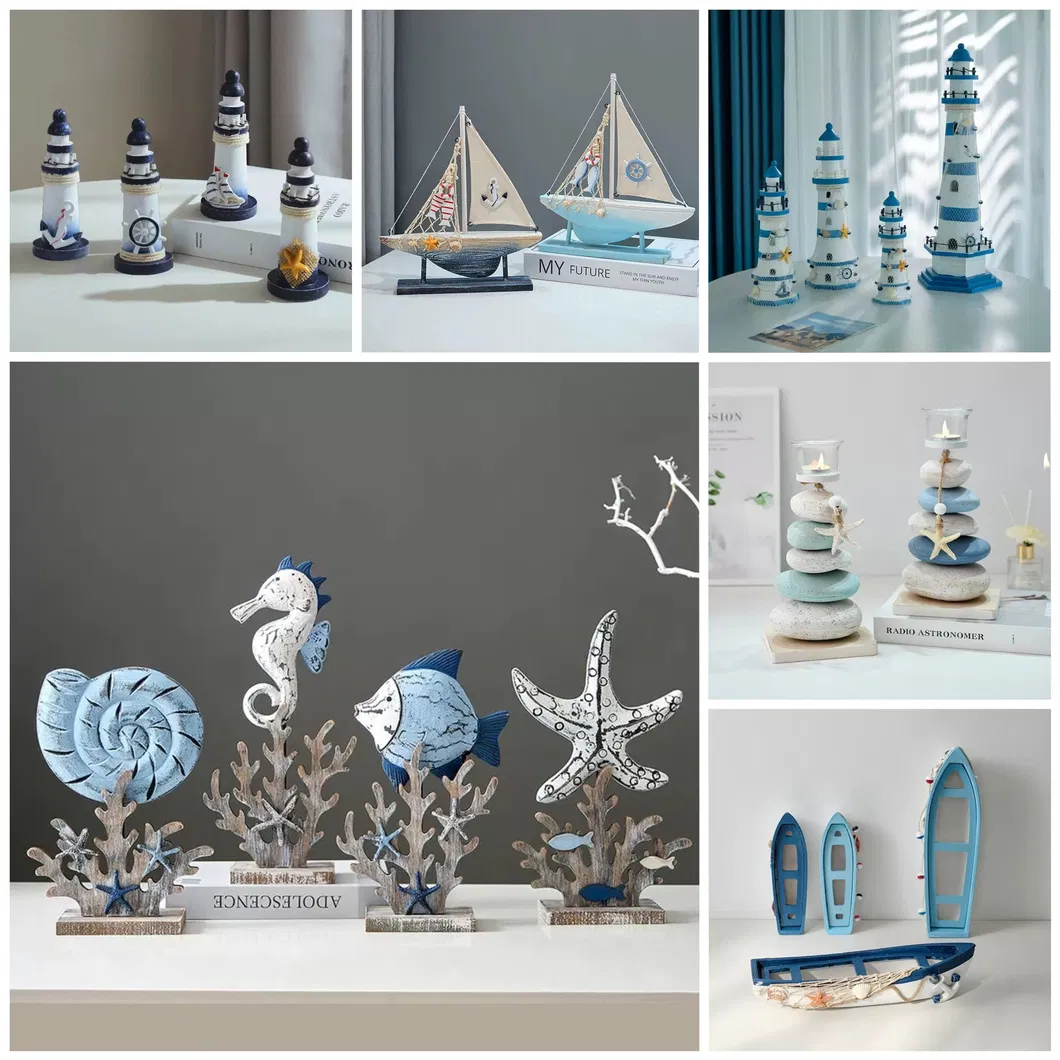 Custom Ocean Country Wooden Modern Panel Fish Sailboat Wall Hanging Art