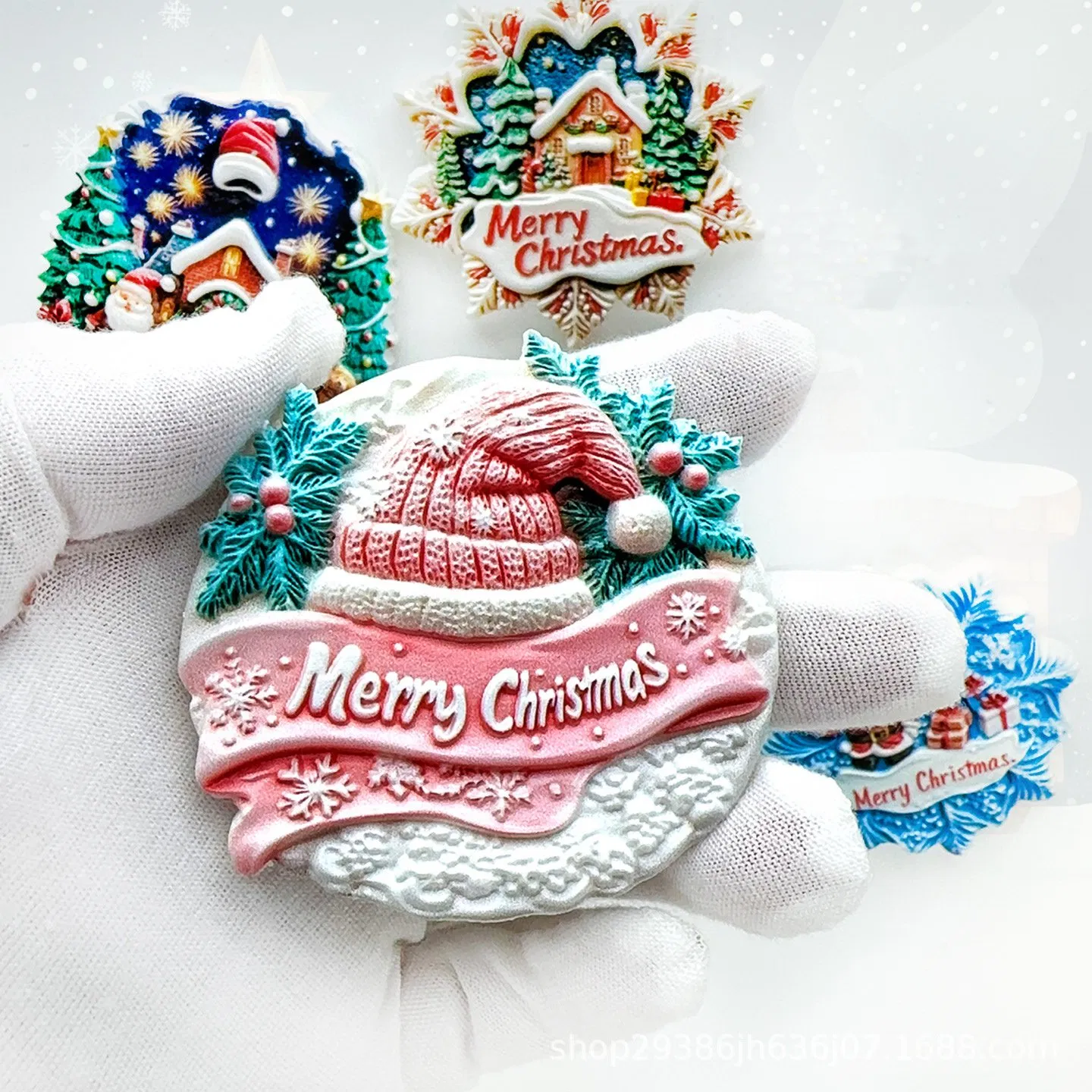 Western Christmas Atmosphere Theme Decorative Gifts Fridge Magnet Resin Crafts