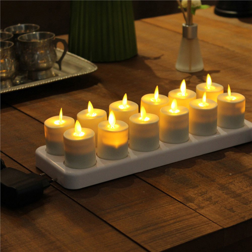 Moving Wick Dancing Flame Electric LED Tealight Candles for Seasonal Festival Celebration